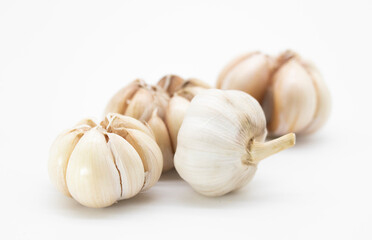 group of garlic isolated on white background