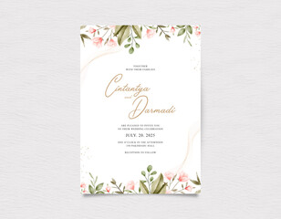 Wedding card template set with floral decoration