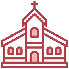 CHURCH red line icon,linear,outline,graphic,illustration
