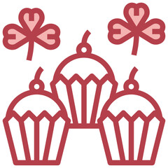 CUP CAKE  red line icon,linear,outline,graphic,illustration