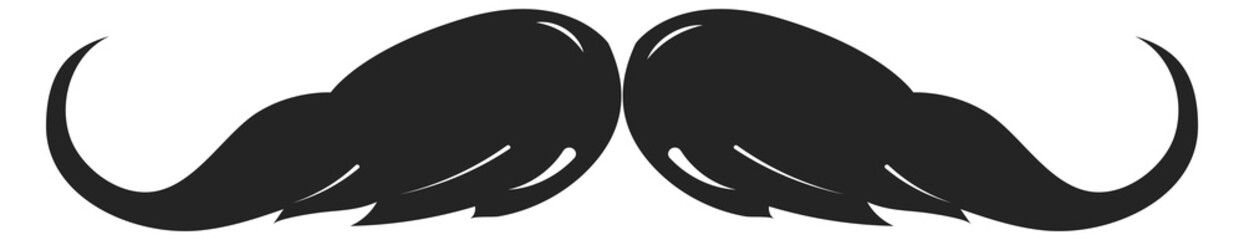 Black moustache icon. Elegant curled face hair