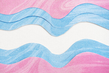 Abstract paper background in blue and pink wave color. copy space