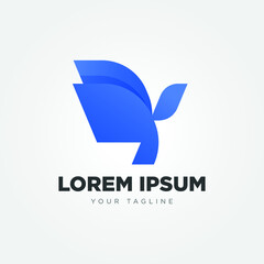 Abstract Bird flying logo design book paper concept
