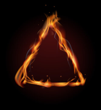 Fire frame template. Realistic triangle shape flame