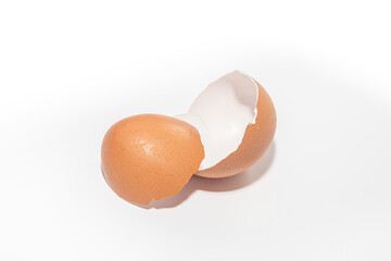 Eggshell. Egg shells on a wooden table. studio shoot
