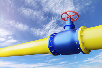 Gas pipeline against the sky. The supply of blue fuel to Europe.