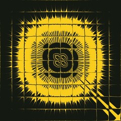 geometric metallic sunflower shape pattern and design gold on black