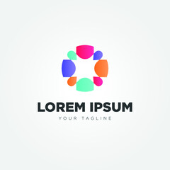 Abstract Unity or Team Work, community colorful Company Logo design concept