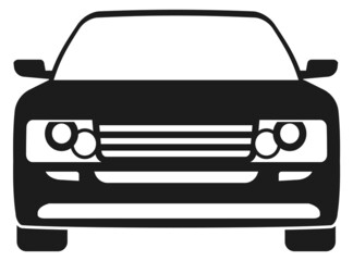 Car front view. Black auto icon. Transport symbol