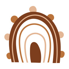 Hand drawn abstract rainbow. Cute boho rainbow in brown colors. Scandinavian shape.