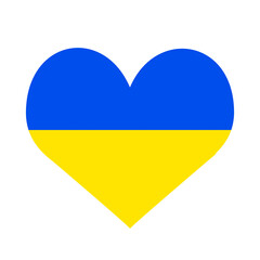 Illustration of a heart in the colors of the flag of Ukraine on a white background. No war in Ukraine. We pray for Ukraine.
