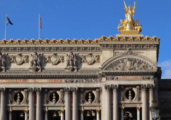 Fragments of the facade of the famous Paris Opera House