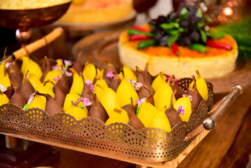 Naklejka na ściany i meble buffet with pears and chocolate 