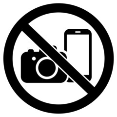 No photography or camera or phone use circle icon.