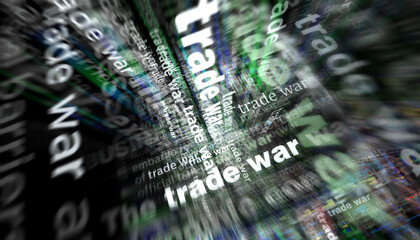 Headline titles media with Trade war import and export tax 3d illustration