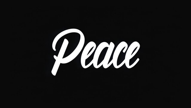 Peace isolated on Different colors Background - The text design Animation with lettering in shine style voiced by audio flash effects. Emerging from the Shadows at the beginning of the video.