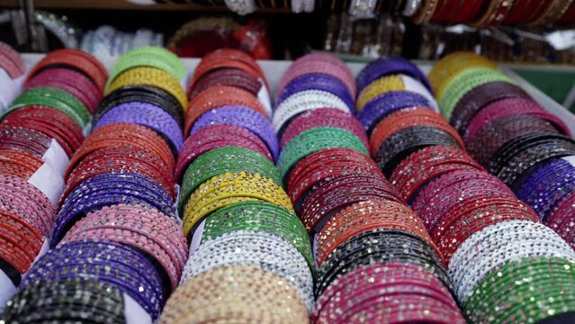 Colorful bangles in display, Mumbai, India