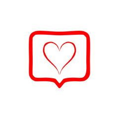 Heart in speech bubble icon isolated on a white background