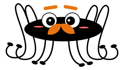 Cute black beetle. Cartoon insect with funny face