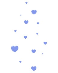 Hearts. Little blue symbols of love rise up. Sweet heart. Color vector illustration. Flat style. Outlines on an isolated background. Idea for web design.