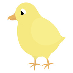 Chick. Color vector illustration. Yellow bird. Baby chicken. Cute chick. Isolated background. Flatstyle. Festive print. Idea for web design, invitations, postcards. Bright Easter.
