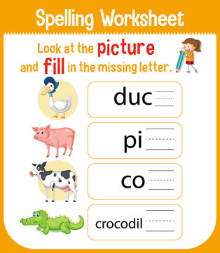 Worksheet design for spelling words