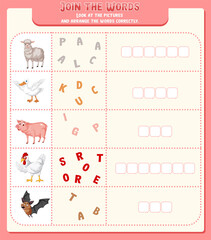 Arrange the letters in order with pictures