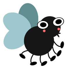Funny fly. Cartoon insect character in childish style