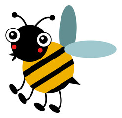 Funny bee character. Cartoon bumblebee. Cute wasp