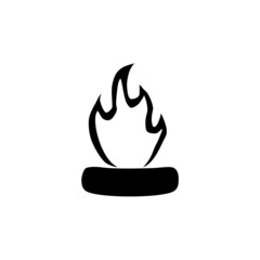 Firewood with fire flame icon