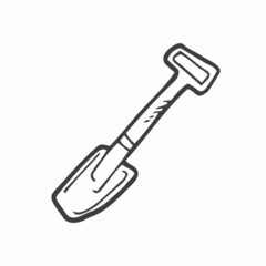 Shovel. Hand drawn vector illustration in doodle style, isolated on a white background.