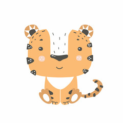 Cute tiger character kids vector illustration
