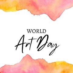  World Art Day Post for social media Poster | Colorful watercolor background  | ART post 