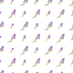 Seamless spring pattern with brushes of lavender flowers. Vintage style print for textile, wallpaper, covers, surface.  Vector.