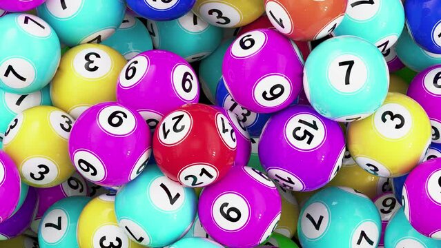 Close up. BINGO balls random numbers lottery balls shaking. Concept: bingo lottery tv show, keno raffle,  lotto win tickets gambling, win chance game. Lotto game 4k stock footage