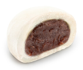 Mochi dessert with red bean paste isolated on white background, Mochi Japanese dessert isolated on white background, Clipping path.