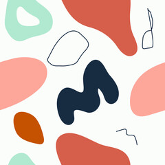 Abstract contemporary background, trendy pattern. Seamless pattern with brush strokes in pastel beige. Vector illustration for card, print on clothes.