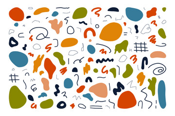 Set of hand drawn modern scribbles vector. Vector ink brush shapes. Isolated design elements for your design.