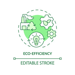 Eco-efficiency green concept icon. Sustainability promotion. Industrial ecology area abstract idea thin line illustration. Isolated outline drawing. Editable stroke. Arial, Myriad Pro-Bold fonts used
