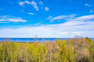 Fototapeta na wymiar View to a lake and the horizon a sunny spring day