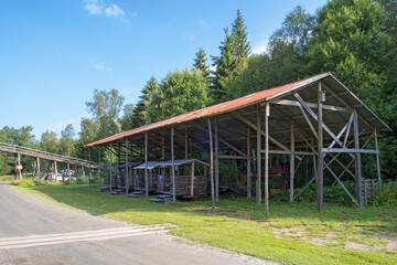 Fototapeta na wymiar Old industrial barn for peat