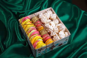 Gift set of macaroni cookies and meringue cakes