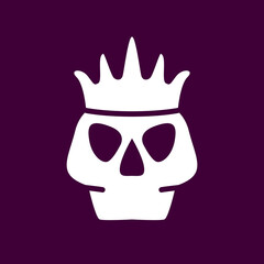 Dead head coronation.Dead king skull and crown.Vector flat illustration. Isolated on white background.