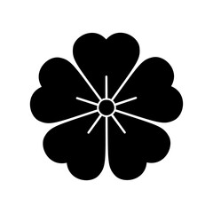 Flower icon in flat style isolated on white background. Kamon Symbols of Japan. Spring symbol