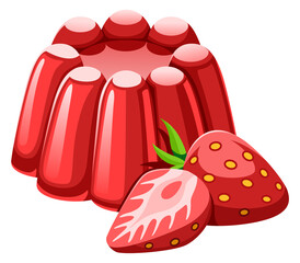 Strawberry jelly. Sweet berry dessert. Cartoon icon