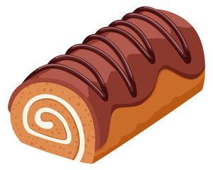 Chocolate roll. Sweet log icon. Cartoon swirl cake