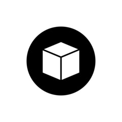 Cube icon in black round