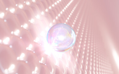 3D rendering Cosmetics essentials combines with magic serum. Serum through the skin and reduce up saggy skin of the skin cell. Moisturizer for lightening Dark skin tone changed to bright.