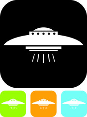 Fototapeta premium UFO sci-fi flying saucer vector icon isolated