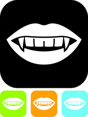 Dracula teeth. Vampire fangs horror illustration. Vector icon